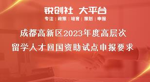 成都高新區(qū)2023年度高層次留學(xué)人才回國資助試點(diǎn)申報(bào)要求獎補(bǔ)政策