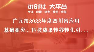 廣元市2022年度四川省應(yīng)用基礎(chǔ)研究、科技成果轉(zhuǎn)移轉(zhuǎn)化引導(dǎo)計劃項目的限額推薦類項目獎補政策