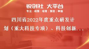 四川省2022年度重點研發計劃（重大科技專項）、科技創新基地（平臺）和人才計劃項目專項資金支持方式獎補政策