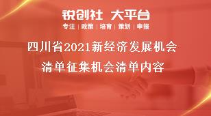 四川省2021新經(jīng)濟發(fā)展機會清單征集機會清單內容獎補政策