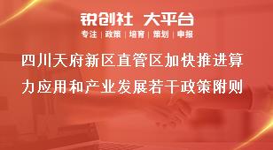 四川天府新區(qū)直管區(qū)加快推進(jìn)算力應(yīng)用和產(chǎn)業(yè)發(fā)展若干政策附則獎補政策